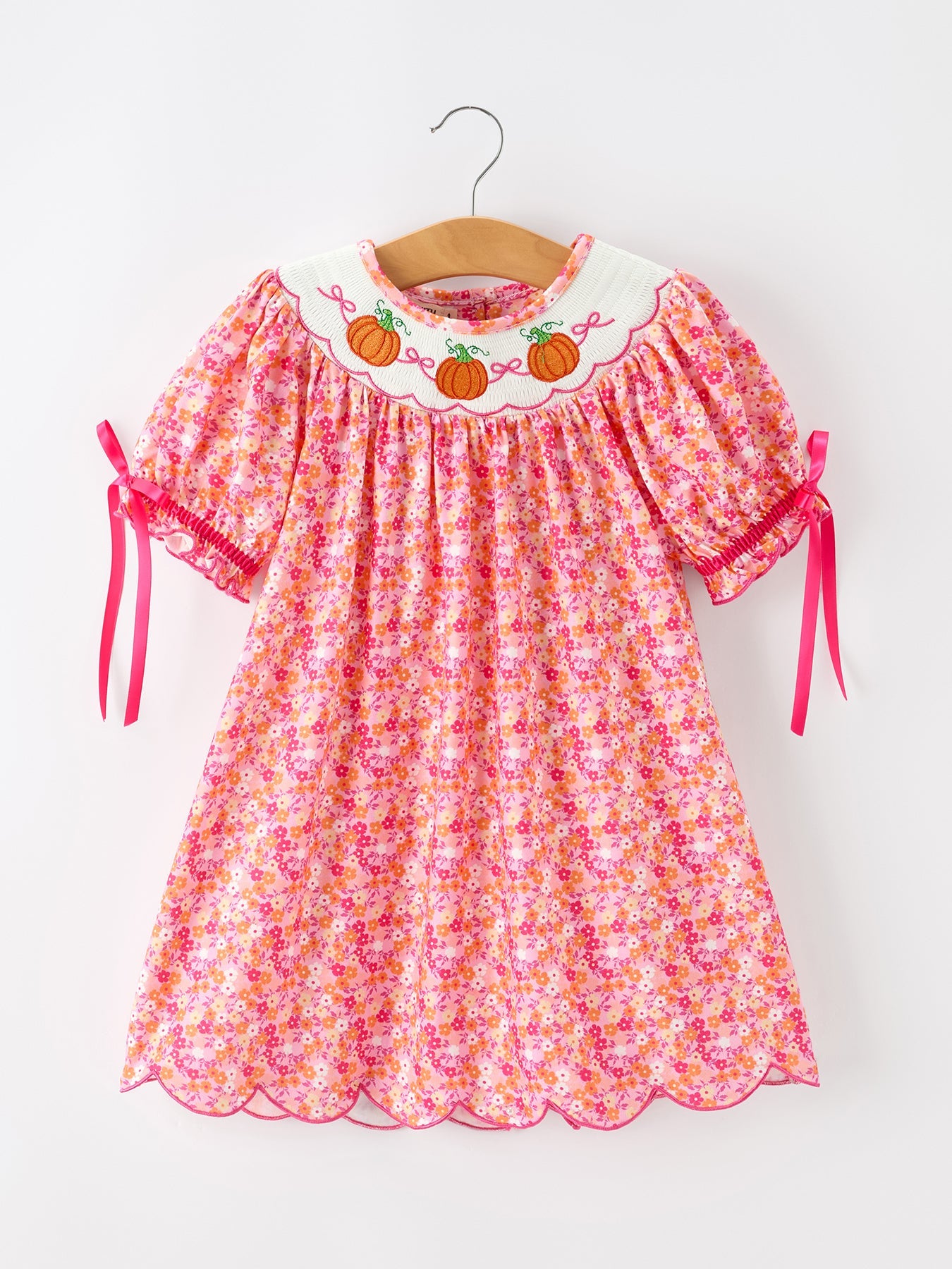 hot pink smocked dress Girls Halloween & Thanksgiving Twirl yoke A Line V Neck smocked bodice offers a Color:Solid Light Blue