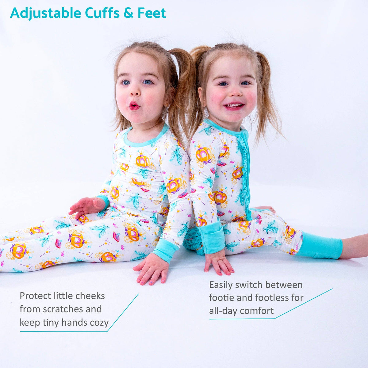 Bamboo Baby Convertible Ruffle Zipper Pajama Glass Slipper