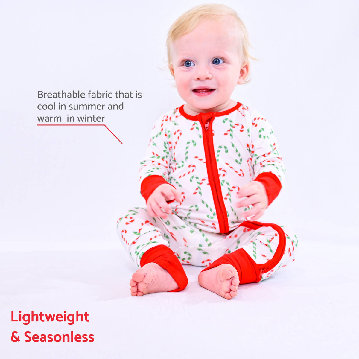 Bamboo Baby Convertible Zipper Pajama Hooked on Holidays