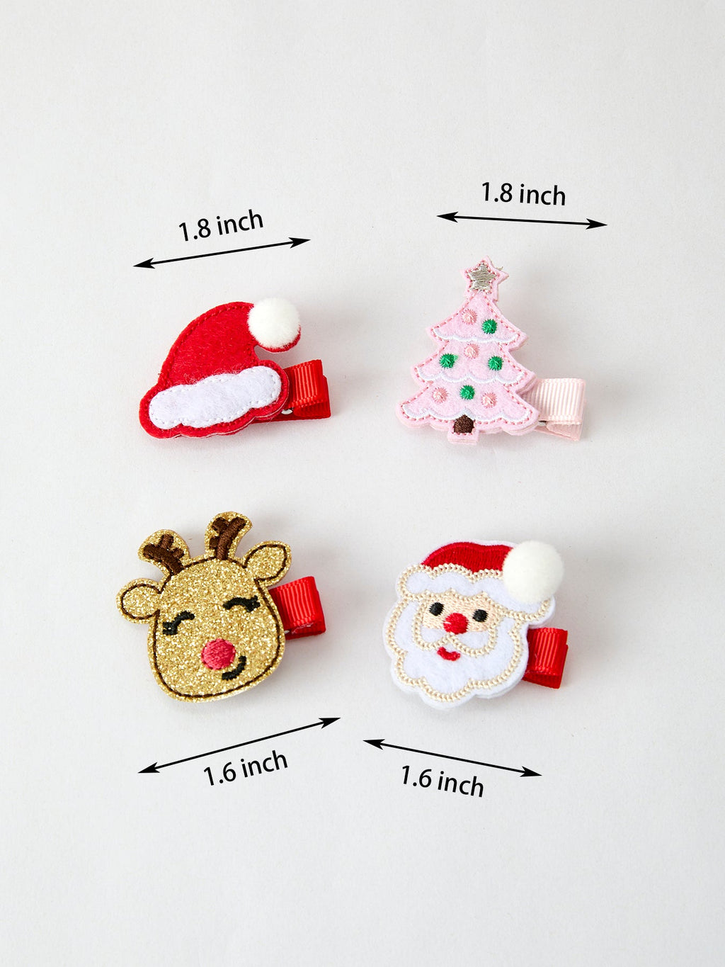 Winter Christmas Girls Hair Clips 1.8 Inch