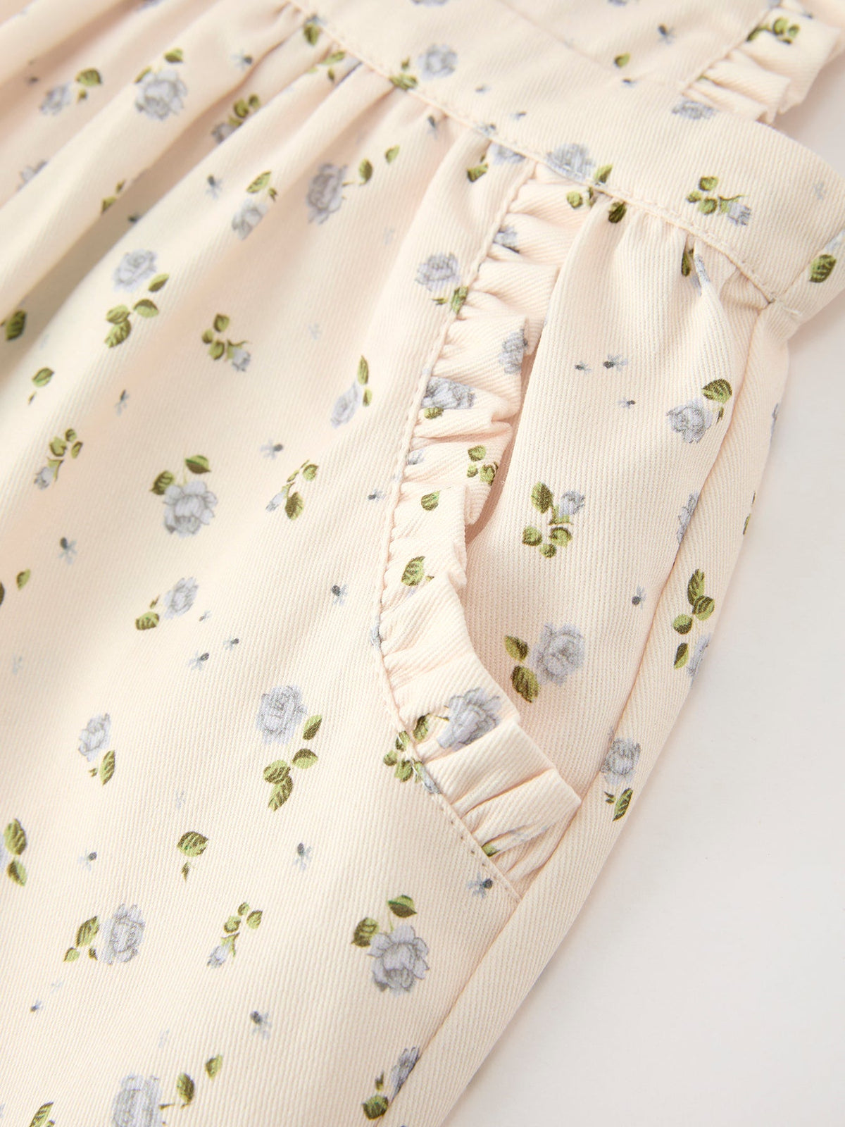 Girls Blue Floral Print Wide Leg Jumpsuit