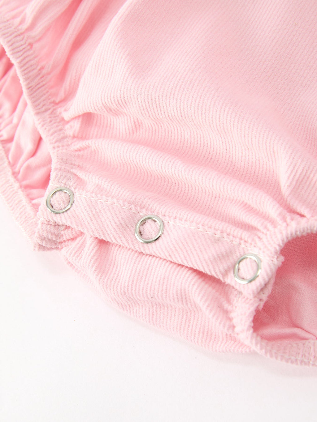 Fall Pink Smocked Baby Girl Corduroy Bubble Romper Peter Pan Collar Floral Detail
