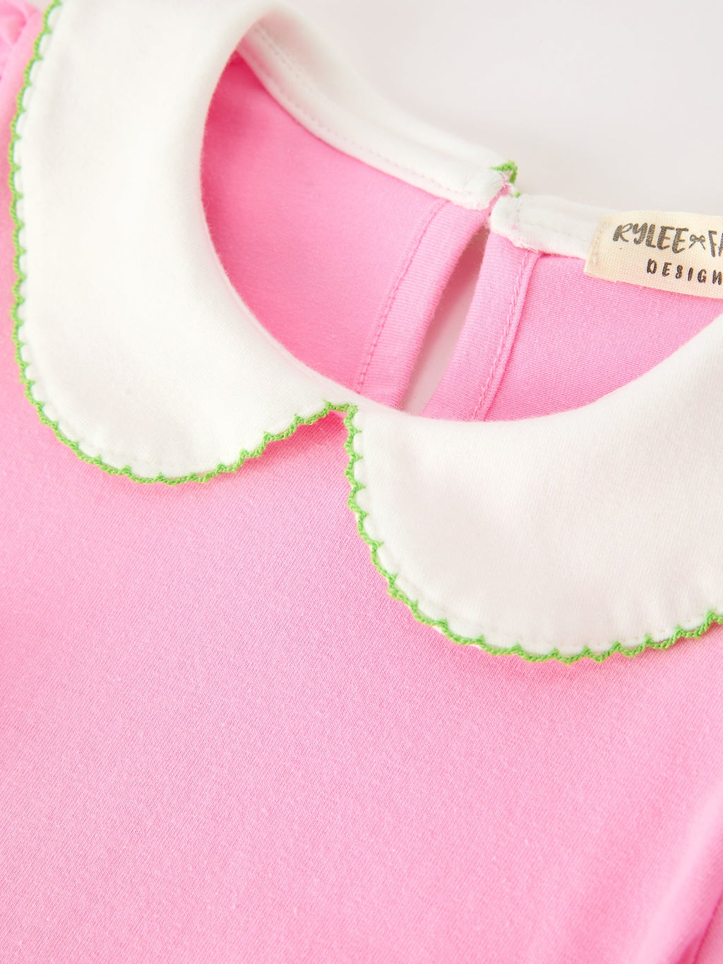 Girls Christmas Pink Bow & Christmas Tree Peter Pan Collar Dress