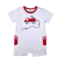Fire Truck Applique Knit Romper