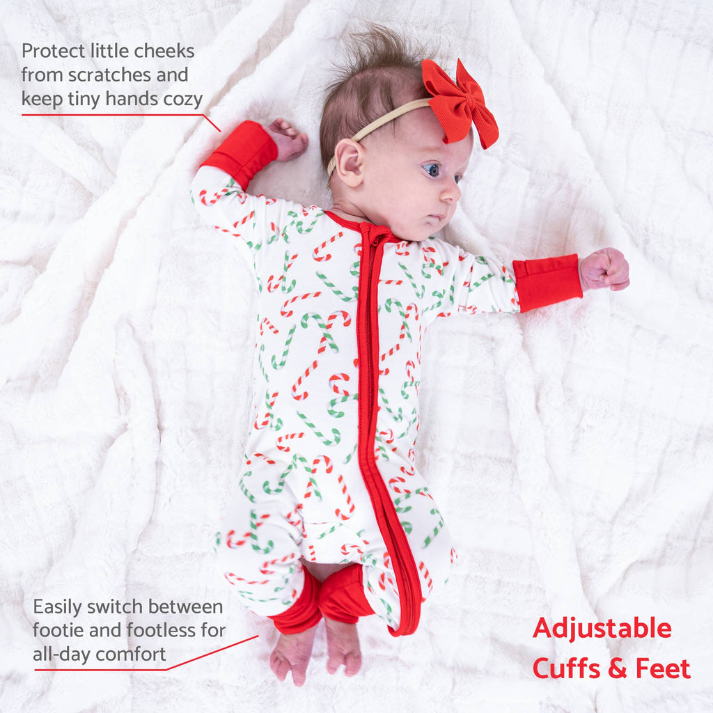 Bamboo Baby Convertible Zipper Pajama Hooked on Holidays