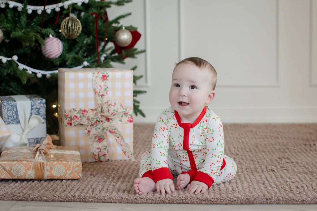 Bamboo Baby Convertible Zipper Pajama Hooked on Holidays