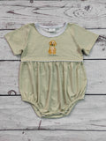 Puppy Appliqué Stripe Printed Baby Boy Bubble