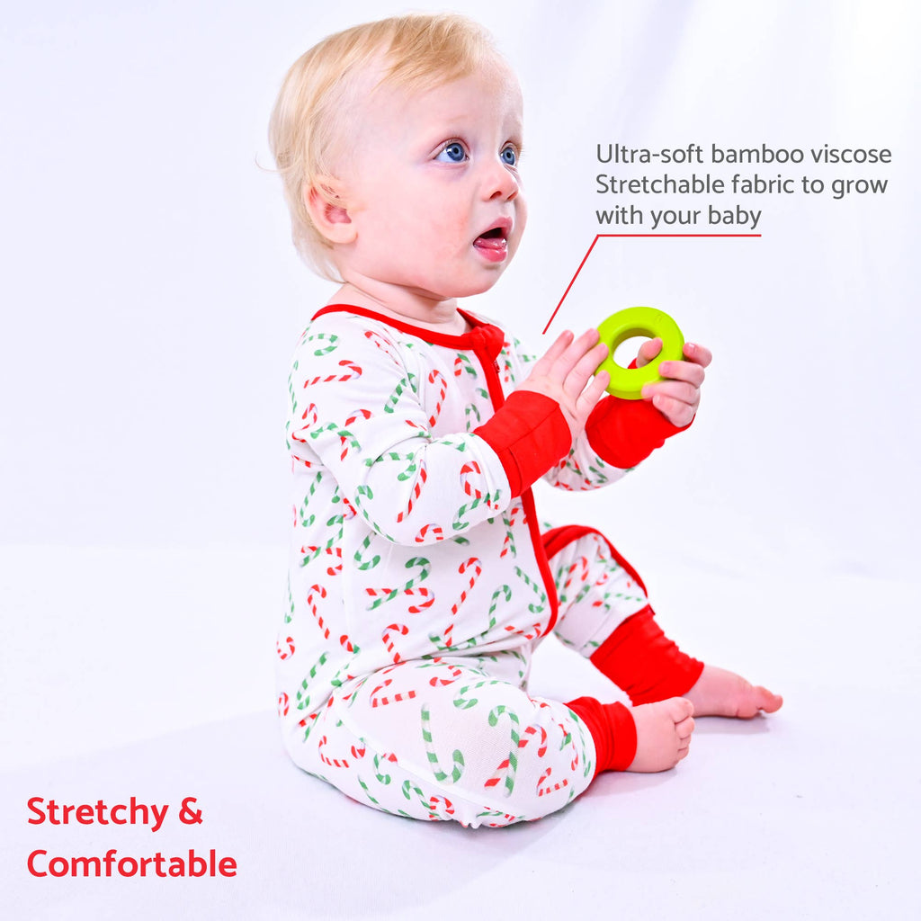 Bamboo Baby Convertible Zipper Pajama Hooked on Holidays