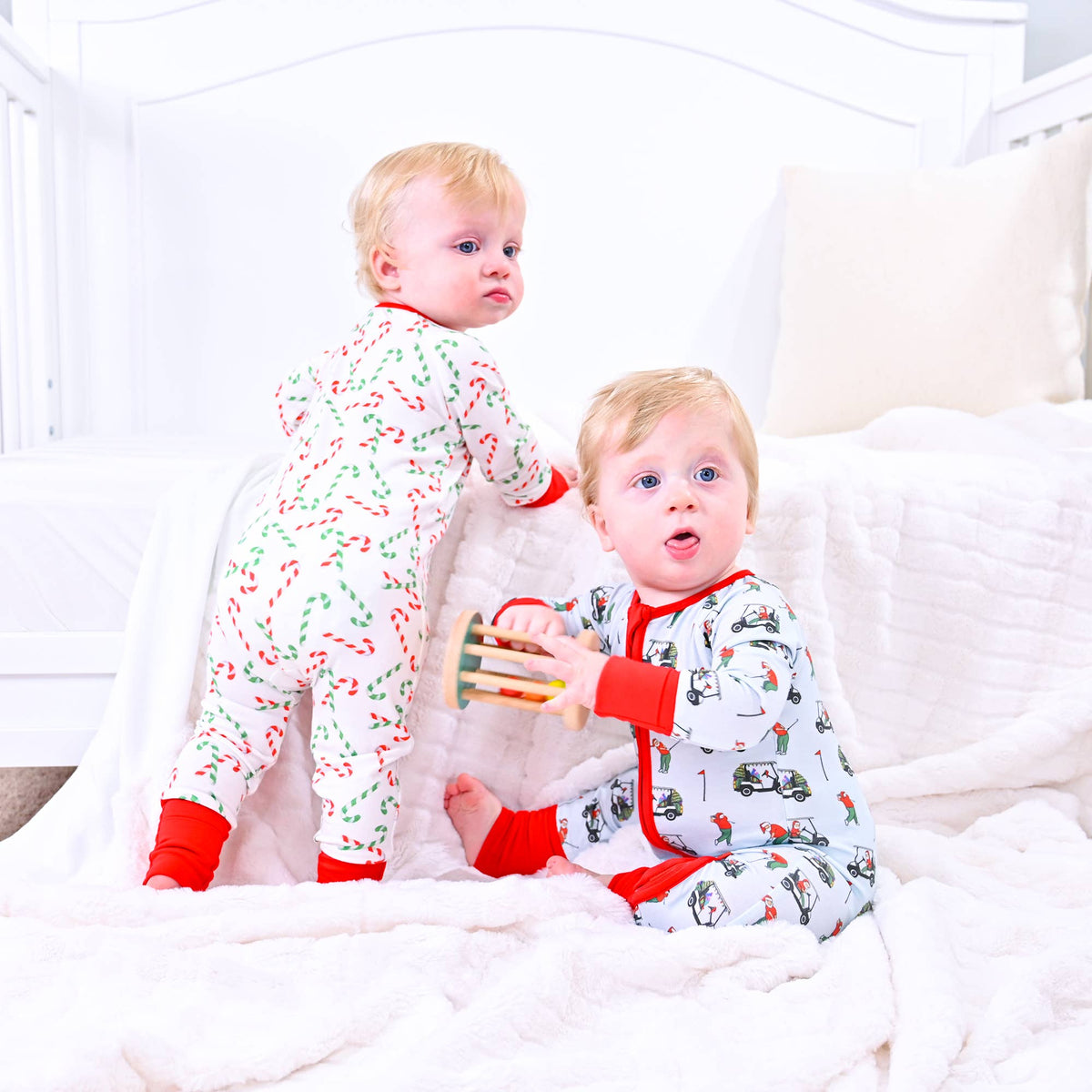 Bamboo Baby Convertible Zipper Pajama Hooked on Holidays