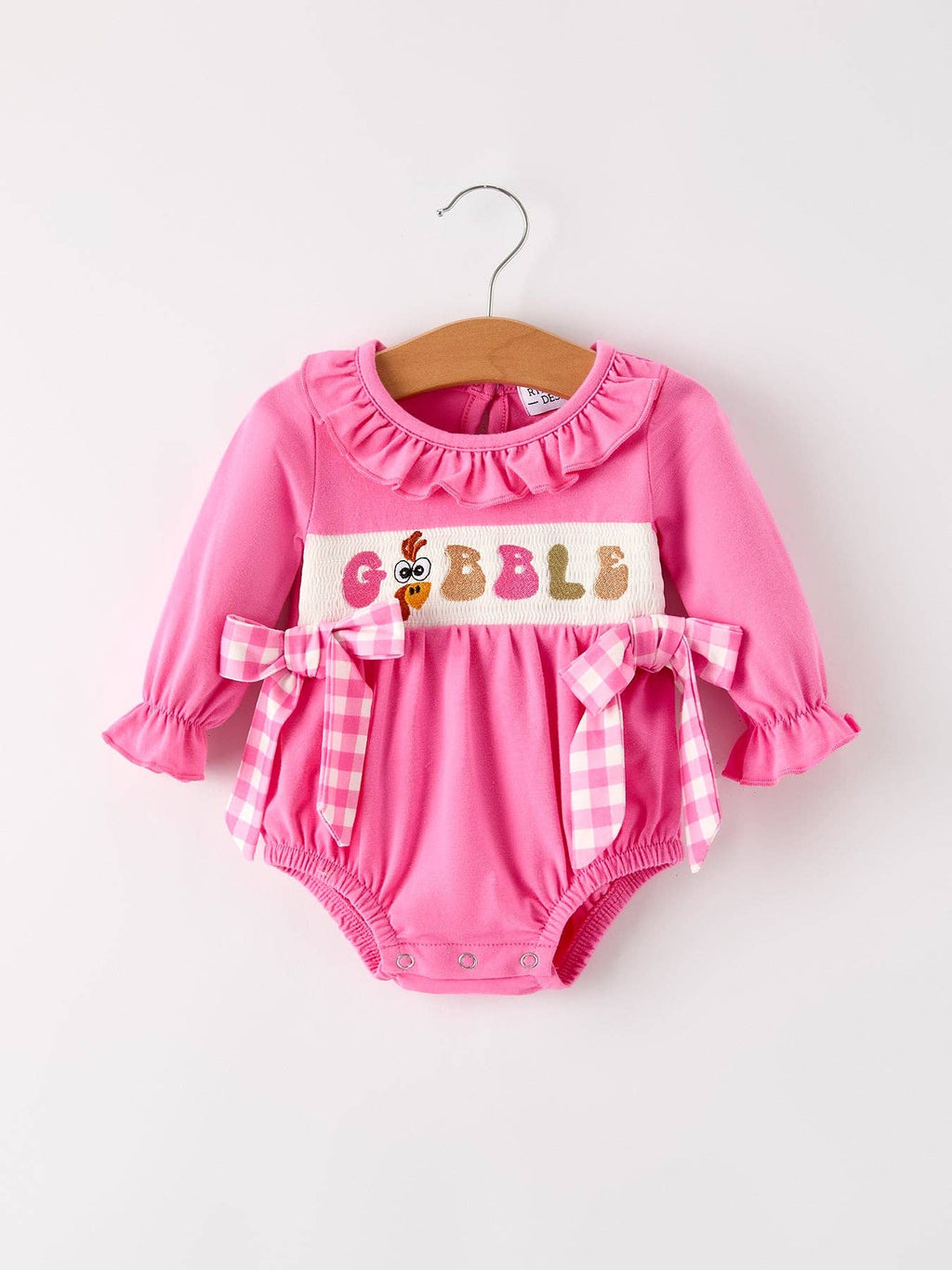 Fall Thanksgiving& Halloween "GOBBLE" Smock Embroidery Baby Girl Bubble