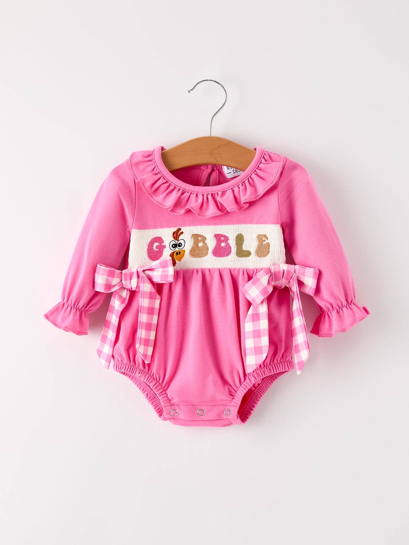 Fall Thanksgiving& Halloween "GOBBLE" Smock Embroidery Baby Girl Bubble