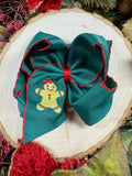 Gingerbread Embroidered Moonstitch Hair Bow | Clip or Headband
