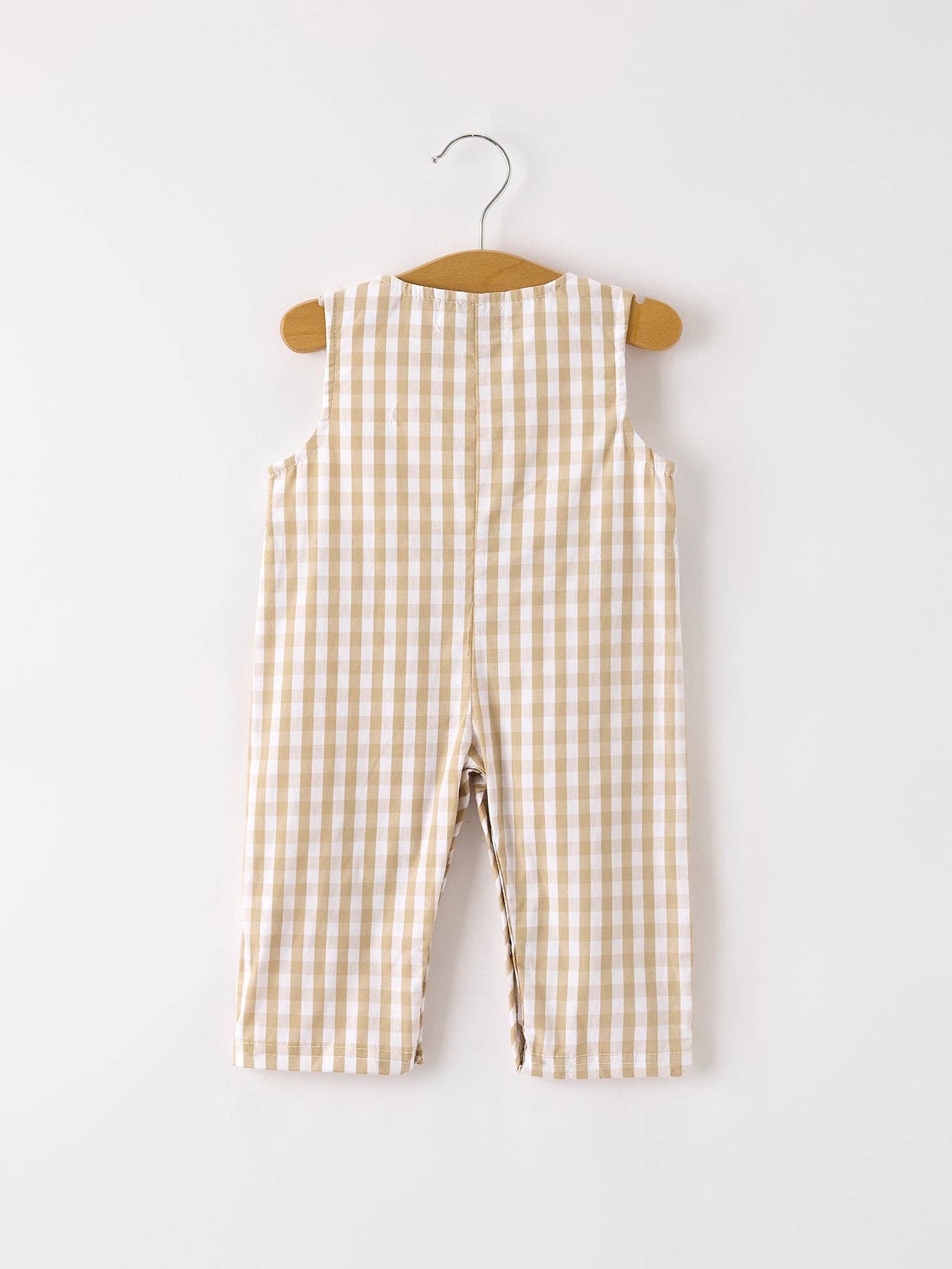 Fall Thanksgiving Apricot Plaid Chick Embroidery Smocking Baby Boys JonJon