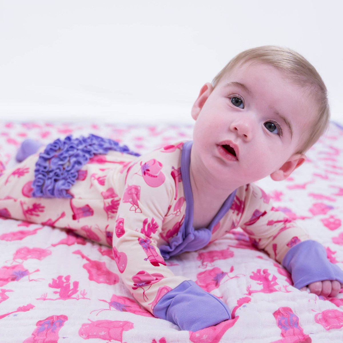Bamboo Baby Convertible Ruffle Zipper Pajama Let's Go Girls