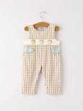 Fall Thanksgiving Apricot Plaid Chick Embroidery Smocking Baby Boys JonJon