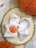 Coquette Pumpkin Embroidered Moonstitch Hair Bow | Clip or Headband