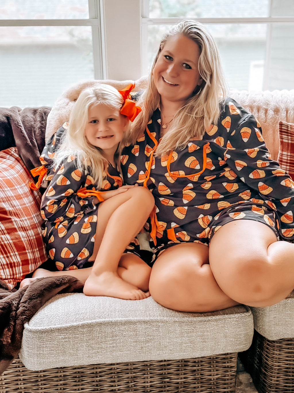 Halloween Candy Corn Mommy and Me Pajama Set Matching Lounge Set