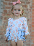 Halloween Thanksgiving Baby Girls Pumpkin Bow Ruffle Bubble Romper