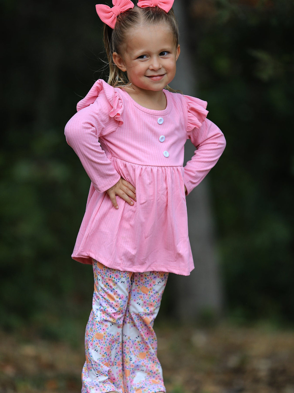 Halloween Ghost Girls Bell Bottom Pant Set Ruffle
