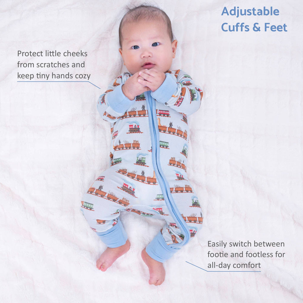 Bamboo Baby Convertible Zipper Pajama Choo Choo Crew