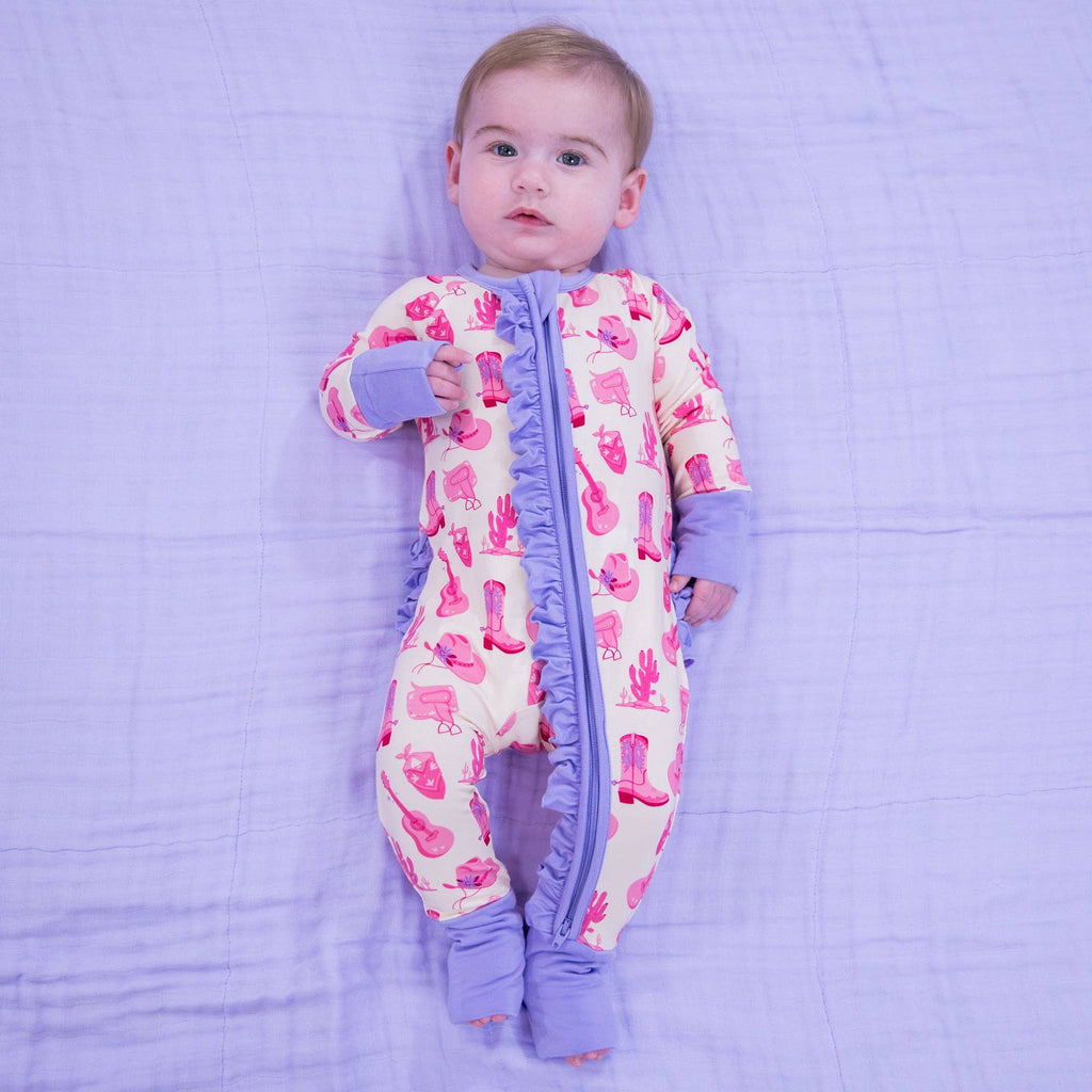 Bamboo Baby Convertible Ruffle Zipper Pajama Let's Go Girls