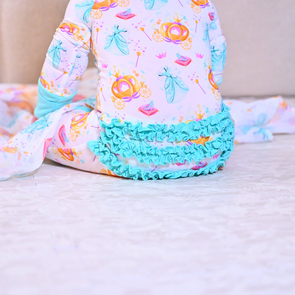 Bamboo Baby Convertible Ruffle Zipper Pajama Glass Slipper