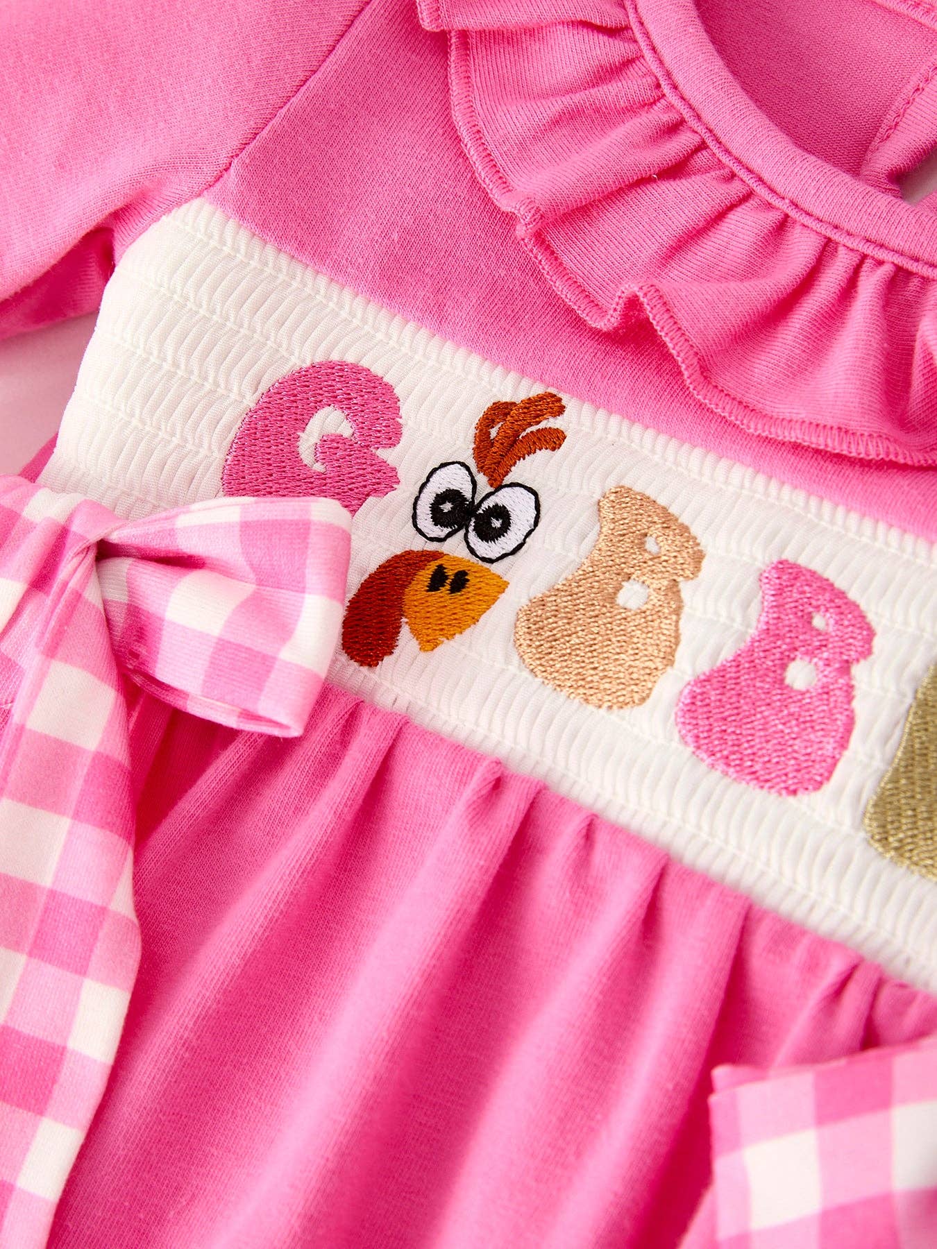 Fall Thanksgiving& Halloween "GOBBLE" Smock Embroidery Baby Girl Bubble