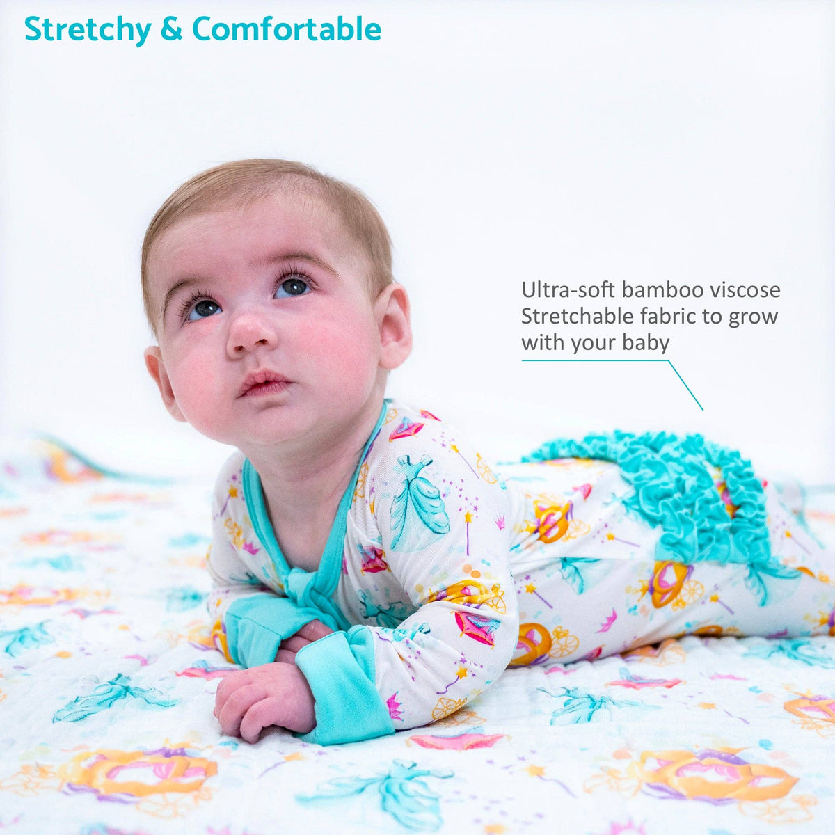 Bamboo Baby Convertible Ruffle Zipper Pajama Glass Slipper
