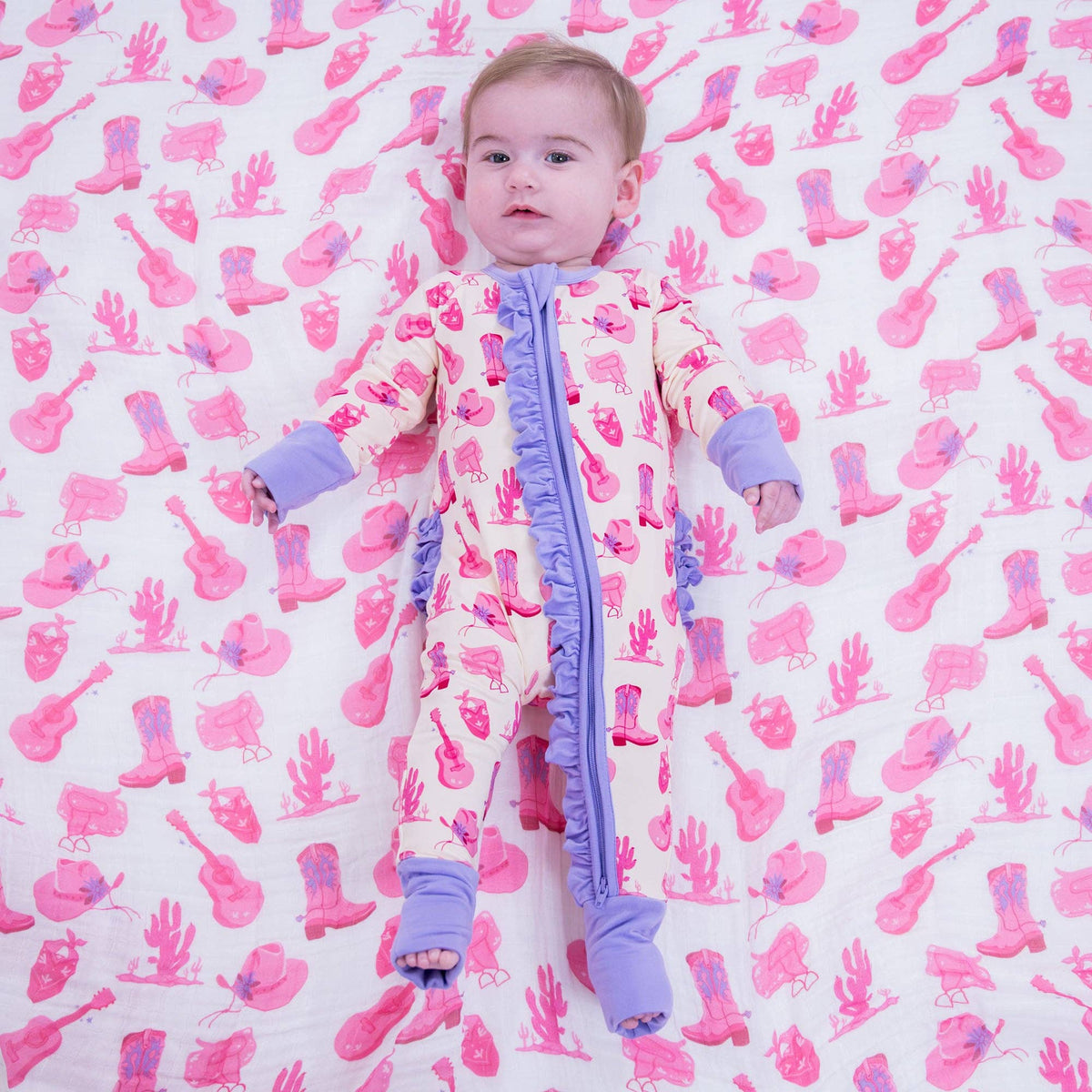 Bamboo Baby Convertible Ruffle Zipper Pajama Let's Go Girls