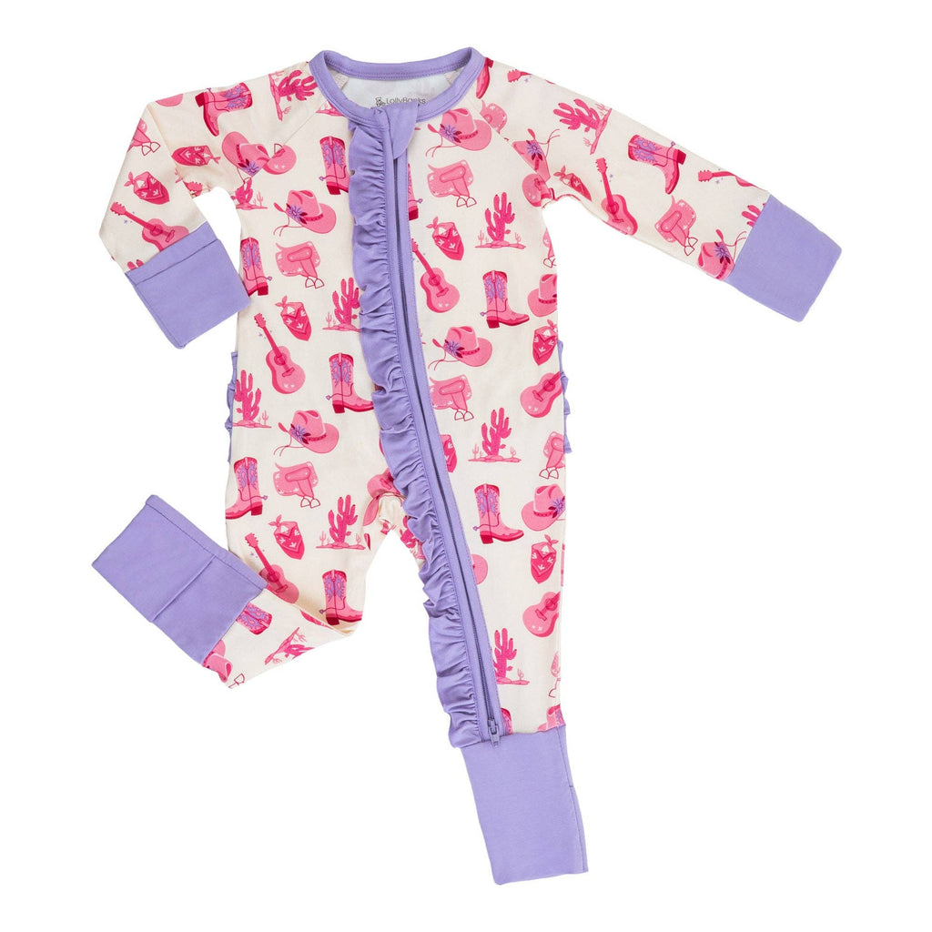 Bamboo Baby Convertible Ruffle Zipper Pajama Let's Go Girls