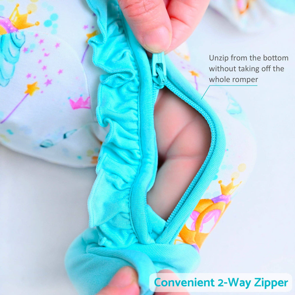 Bamboo Baby Convertible Ruffle Zipper Pajama Glass Slipper